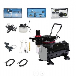 Airbrush Kit Spray Gun With Air Compressor Dual-Action Spray Air Brush Set Tattoo Nail Art Pain