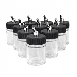 Airbrush Glass Bottles Using on Dual-Action Airbrush Bottle (Jars) with 30 Angle Adapter Lid Assembly